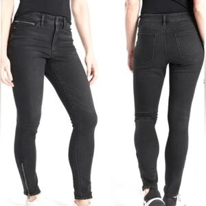 Athleta Size 6 Sculptek Black Carbon Wash Ankle Zipper Ultra Skinny Jeans Cotton